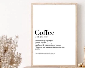 Coffee Print Funny Definition Poster Humour Wall Art Kitchen Decor Gift - Picture 1 of 5