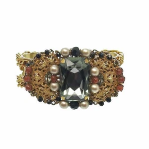 Miriam Haskell Gold and Black Cuff - Picture 1 of 1