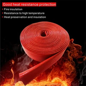 Heat Shielded Fire Thermo Fire Sleeve Silicone Coated Fiberglass Heat Protection