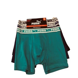 PUMA Boys Boxer Briefs Medium 8-10 Set of 3 Teal Royal Blue Navy - Picture 1 of 2
