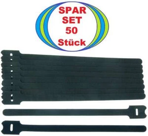 50 Klettbänder ECO 300 x 28 mm schwarz Kabelklett Klettband Klett Kabelbinder - Bild 1 von 5