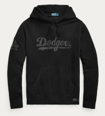 Polo Ralph Lauren Los Angeles LA Dodgers MLB Black Ltd Ed Leather Hoodie Sweater - Image 1 of 4