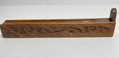 "Caja de ataúd hecha a mano soporte quemador palo de incienso tallado caja de ataúd de madera 10""" Foto 1 de 4