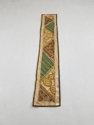 Corredor de retazos bordado metálico tradicional vintage 68x11 pulgadas Foto 1 de 4