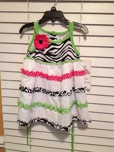 Raro Ediciones Vestido 2T Rosa Patrón Cebra Sin Mangas Pascua Verano NIÑAS NUEVO - Imagen 1 de 7