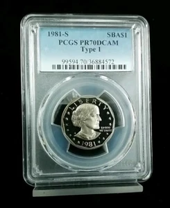 1981-S  SBA$1 Type 1 Susan B Anthony Dollar PCGS PR70DCAM #1278 - Picture 1 of 2
