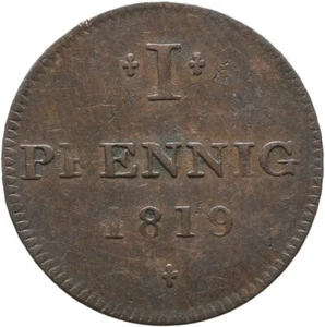 Moneda Frankfurt Pfennig 1819 (Judenpfennig) Coin (Ho168) - Imagen 1 de 2
