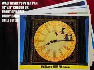 RARE VINTAGE 10"x8" UK COLOUR LOBBY CARD STILL SET(x8) - DISNEY'S PETER PAN - Picture 1 of 2