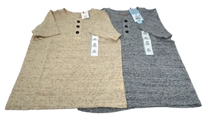 2 Pk Cat & Jack Boys' t-shirt short sleeves 5T off white- 3 Front Button Placket - Picture 1 of 10