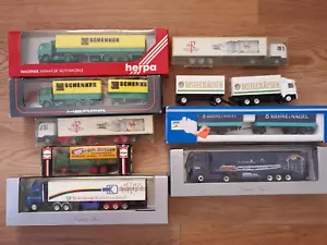 Konvolut LKW H0 HO 1:87 9 Stück Herpa Roco Sattelschlepper Schenker Telekom - Imagen 1 de 1