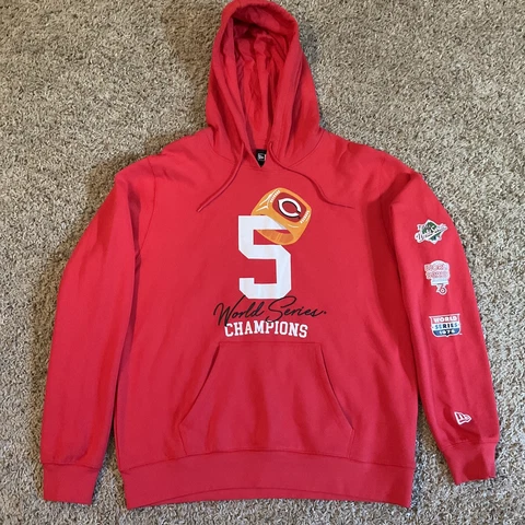 NEW Cincinnati Reds “5-Time World Series Champions” Hoodie Sweatshirt Mens Sz XL Cover