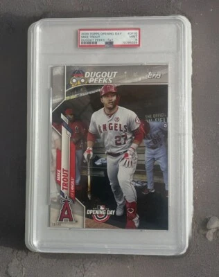 2020 Topps Opening Day  Mike Trout Dugout Peeks 5x7 #DP10 Mint 9 - Image 1 of 2