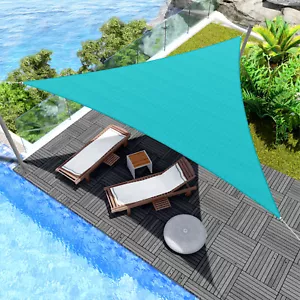 Turquoise Triangle Sun Shade Sail Fabric Garden Patio Pool Awning Canopy Top - Picture 1 of 15