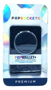 PopSockets Popwallet Plus Premium Vegan Leather Black Pop Wallet CC ID Holder - Zdjęcie 1 z 2