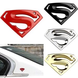Hot Chrome Metal Larger Badge Emblem Superman Logo Auto Decals 3D Car Sticker