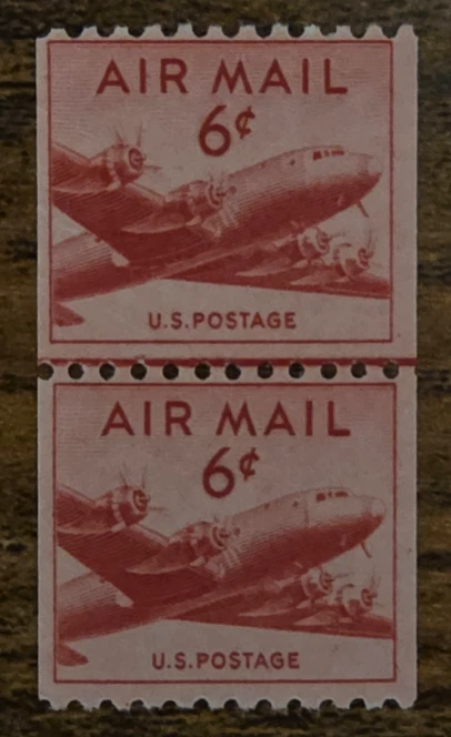 US - Scott C41 - Air Mail - Coil Line Pair - DC-4 Skymaster - Qty: 2- MNH!!! - Image 1 of 1