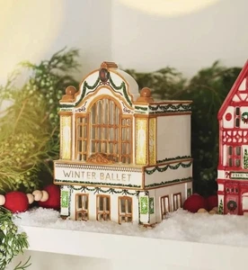 Anthropologie Keramik Ferienhaus Winter Ballett Teelicht Dorf Theater - Bild 1 von 7