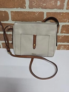 Fossil Bag Womens Crossbody Gray Pebbled Leather Small Travel Purse - Picture 1 of 12