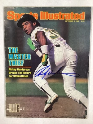 Rickey Henderson Signed Sports Illustrated 9/6/82 A’s HOF Baseball Autograph JSA - Image 1 of 4