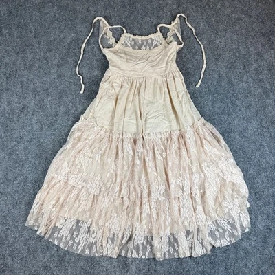 Vestido sin mangas de encaje para niñas talla 7Y beige Foto 1 de 4