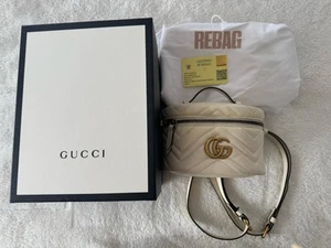 Gucci GG Marmont Mini Matelassé Leather Backpack, Bag, Shoulder Bag White - Picture 1 of 7