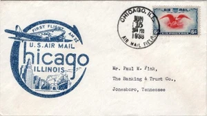 Erstflugbrief, CAM 9NE73f, Chicago, Illinois, 1938 - Bild 1 von 1