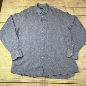 Finery Amalfi Coast Men’s XL Blue Linen Button Up Shirt Made in Italy - Picture 1 of 8