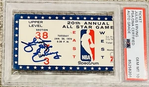 Julius Dr J Erving Signed 1970 NBA All Star Ticket GEM Mint 10 Auto PSA/DNA Rare - Picture 1 of 3