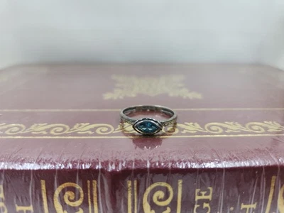 Blue Cubic Zirconia Stackable Ring 925 Sterling Silver Ring Size 8.75 - Image 1 of 4