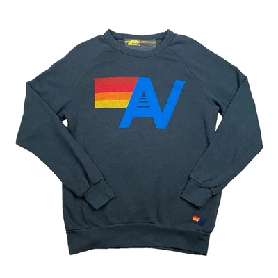 Sudadera con logotipo de Aviator Nation para mujer S gris carbón cuello redondo forrada de vellón Foto 1 de 4