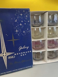 Boxed Vintage Mcm Cutler Glassware Galaxy X8 Tumbler Set Pearlescent - Picture 1 of 5