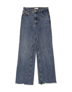 ZARA Damen High Rise Wide Leg Jeans EU 38 Small W28 L31 Navy Blau Baumwolle JZ01 - Bild 1 von 5