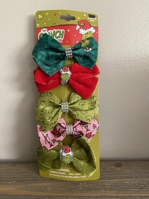 ADORABLE GRINCH CHRISTMAS HAIR BOWS SET OF 5 - Image 1 of 3