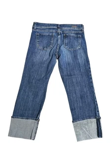 KUT FROM THE KLOTH CAMERON STRAIGHT LEG CUFFED CROP JEANS 10 DARK WASH 32x23.5 - Picture 1 of 10