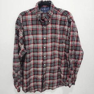 Ralph Lauren Blake Black Red Plaid Flannel Button Down Shirt Sz L 100% Cotton - Picture 1 of 7