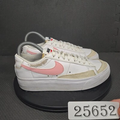 Nike Blazer Low Platform Shoes Womens Sz 7 White Pink Athletic Trainers Sneakers - Image 1 of 4