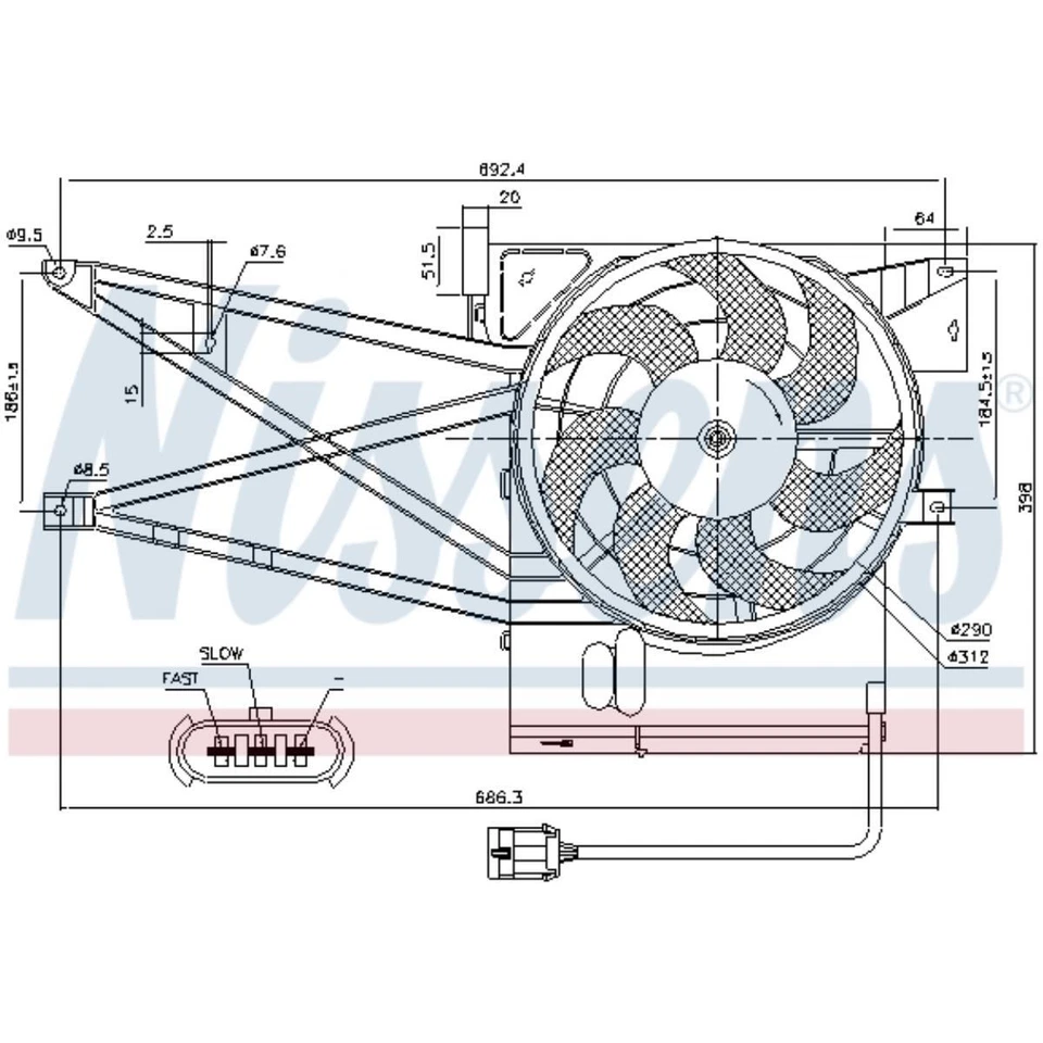Ventilador de Motor Del Radiador Eléctrico Nissens para Opel Vectra B - Imagen 1 de 1