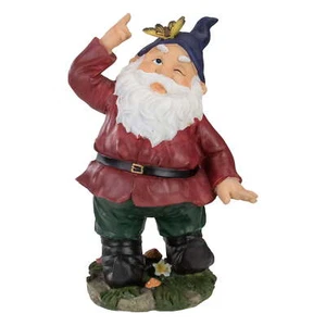 11.25" Red and Green Gnome with Butterfly Outdoor Garden Statue Decor - Picture 1 of 5