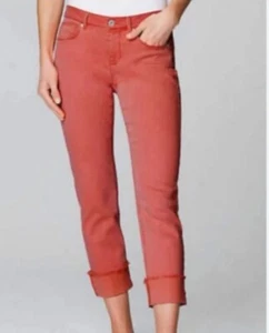 J.Jill - authentische Passform kurze Hose Jeans mit Fransen - Vermillion rot Größe 10 neu mit Etikett - Bild 1 von 12
