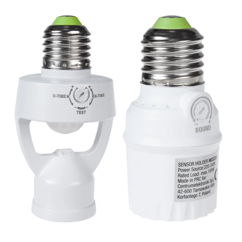 E27 Lampenfassung mit Bewegungssensor Dämmerungssensor Geräuschsensor 360° - Bild 1 von 1
