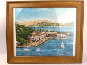 Jean-Louis Thibaut (1942-) Künstler Aquarell Segelbootfahren Küstenstadt Dorf - Bild 1 von 10