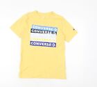 Converse Chłopięcy Żółty 100% Bawełna Basic T-shirt Rozmiar 10-11 lat Okrągły dekolt Sweter
