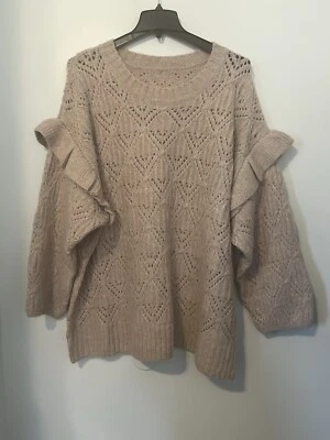 SUÉTER 4X Azul Marino Antiguo Para Mujer Rubor Rosa Boho Chic Tejido Abierto Diseñador Generoso NUEVO Foto 1 de 4