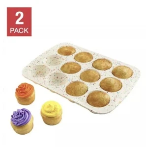 Trudeau Structure Silicone 12 Cupcake Muffin Baking Pan Confetti - Picture 1 of 6