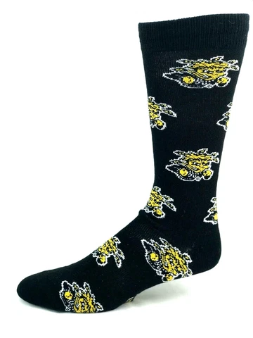 Wichita State Shockers College Black Repeat Logo Crew Socks Cover