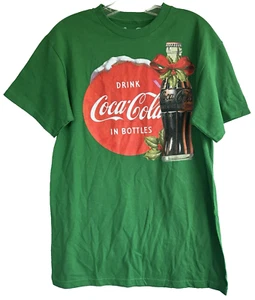 Drink Coca Cola bottles M Christmas Green Men's cotton Short Sleeve T-shirt - Picture 1 of 4