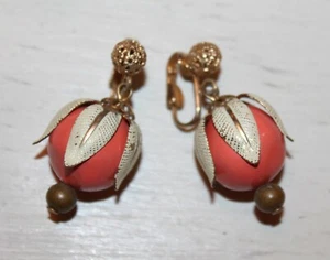 Vintage Jewelry Round Ball leaf costume Clip-On Earrings, Halloween Dress Up - Picture 1 of 4