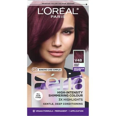 Color de cabello permanente L'Oreal Paris Feria, V48 violeta vixen, 1 kit, hasta 40 Foto 1 de 4