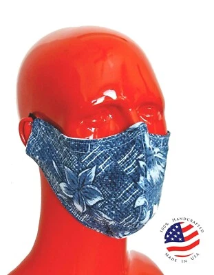 Hawaiian Print Fabric Face Mask Blue Pono - Image 1 of 4