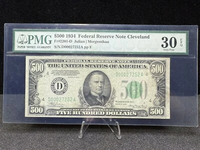 1934 $500 Cleveland OH FRN Fr#2201-D Green Seal PMG 30 EPQ - Image 1 of 2
